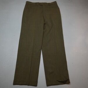 Marzotto 32x30 Tan Brown 100% Wool Flat Front Straight Cuffed Dress Mens Pants